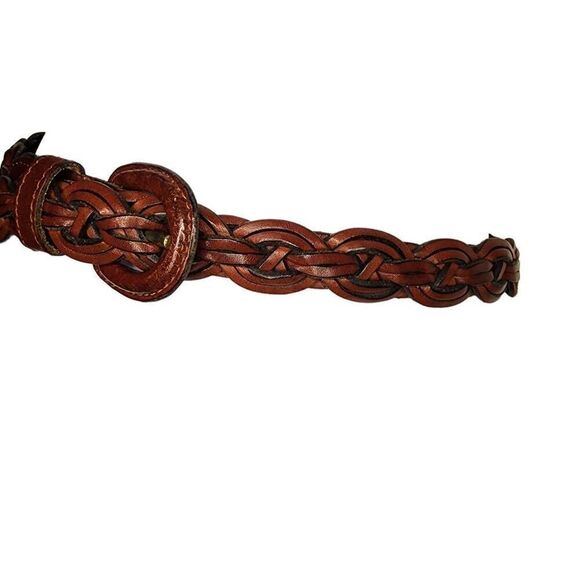 Girls Accessories, Brown Leather Braided Waist Belt, Sz S - Picture 5 of 6